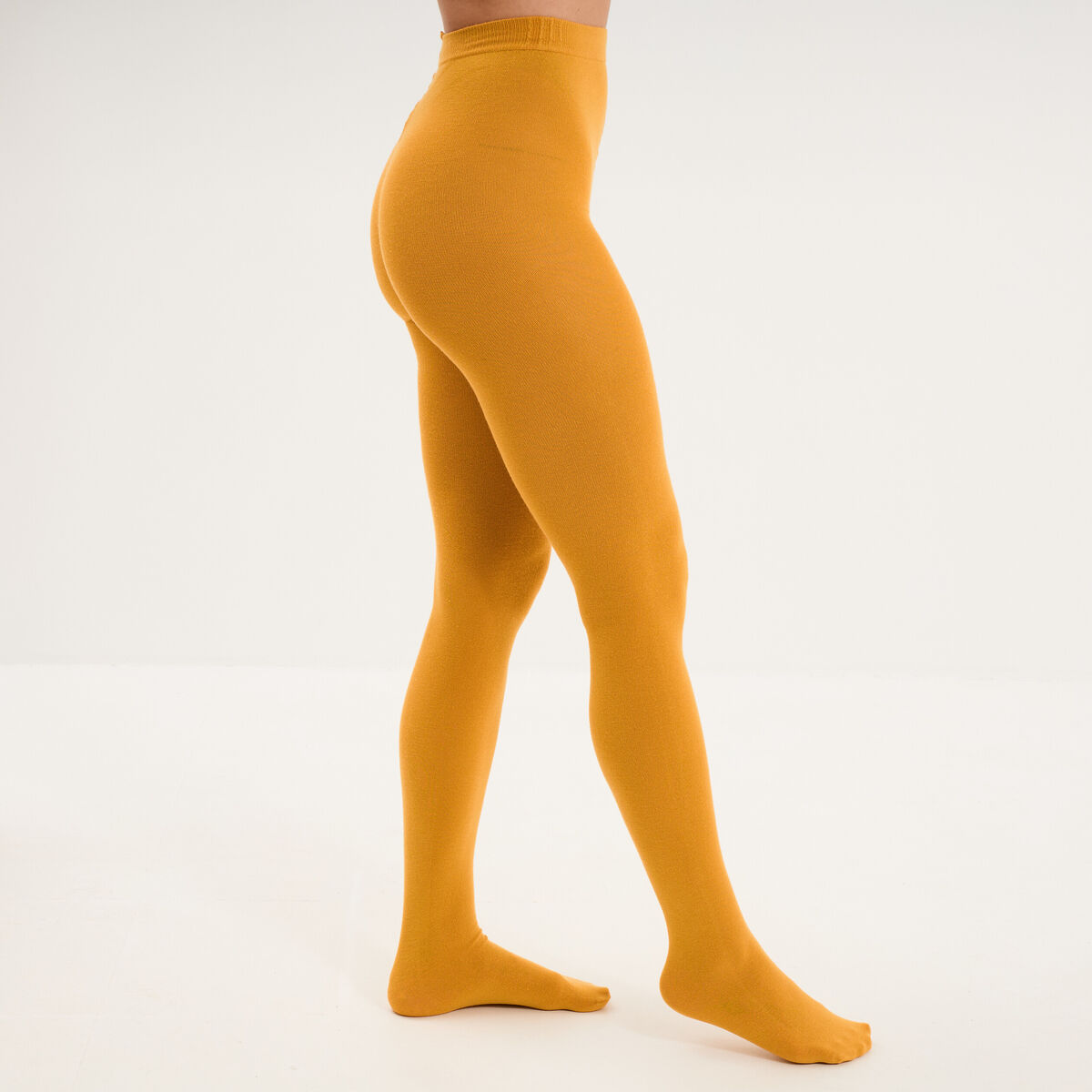 Collants opaques jaune moutarde femme