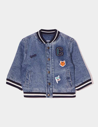 Veste teddy en jean avec patchs Creeks denim double stone bébé garçon