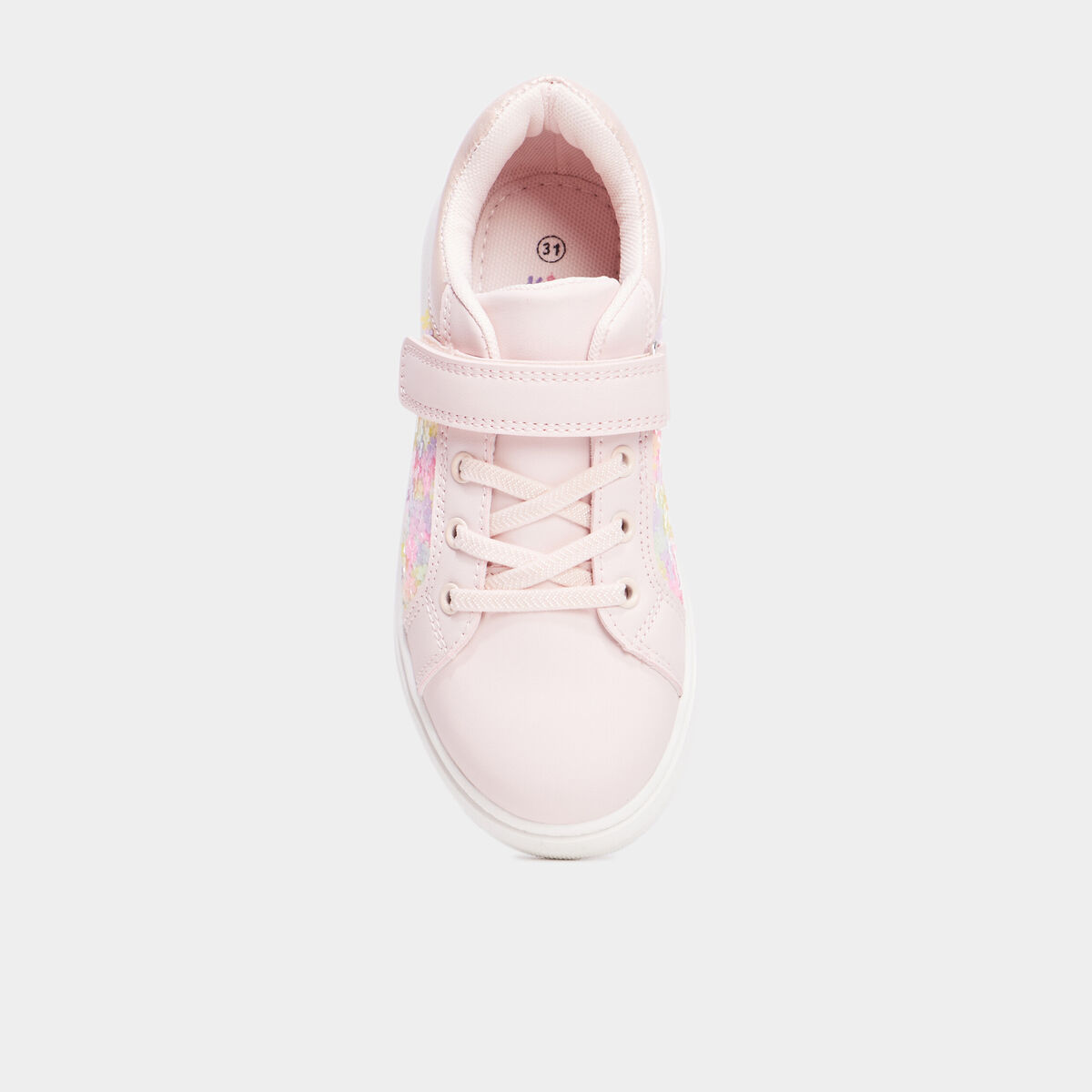 Tennis basses &agrave; scratchs et sequins rose fille