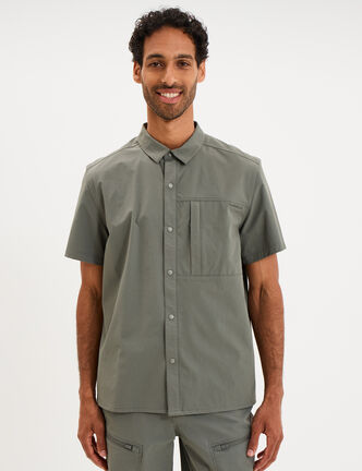 Chemise d&eacute;perlante droite stretch gris homme