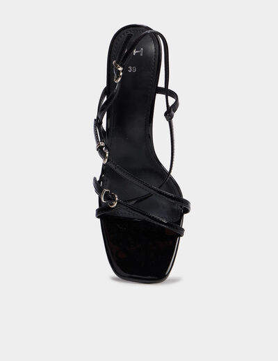 Sandales &agrave; talons kitten heels et brides noir femme
