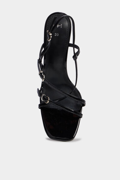 Sandales &agrave; talons kitten heels et brides noir femme