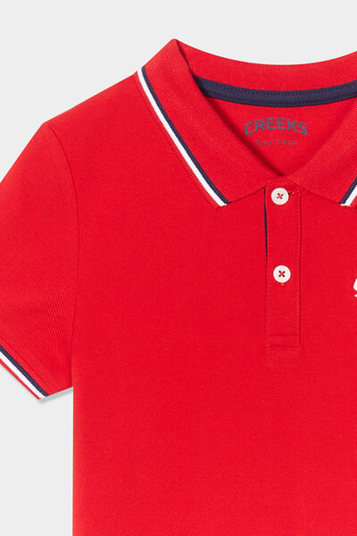 Polo manches courtes coton rouge gar&ccedil;on