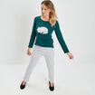Ensemble pyjama 2 pièces vert foncé femme