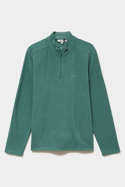 Sweat polaire col camionneur vert fonc&eacute; homme