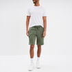 Bermuda cargo molleton taille &eacute;lastiqu&eacute;e vert kaki homme