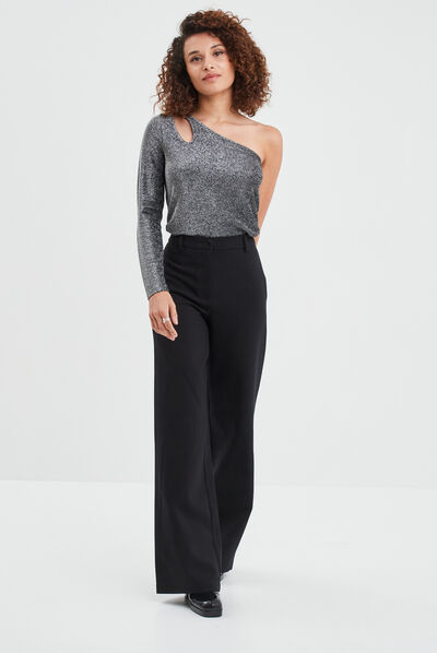 Pantalon city regular noir femme