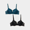 Lot 2 soutiens-gorge corbeille dentelle vert canard femme