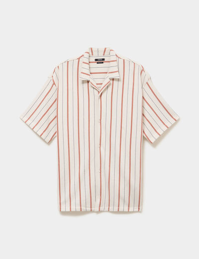 Chemise droite col cubain coton blanc homme