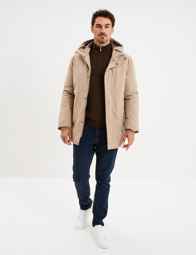 Pull col camionneur zipp&eacute; marron fonc&eacute; homme