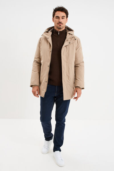 Pull col camionneur zipp&eacute; marron fonc&eacute; homme