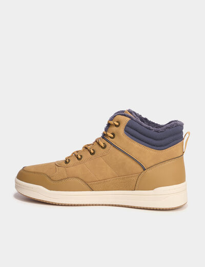Baskets montantes avec lacets marron clair homme