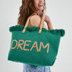 Sac cabas à franges vert menthe femme
