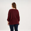 Pull manches 3/4 col en V violet fonc&eacute; femme grande taille