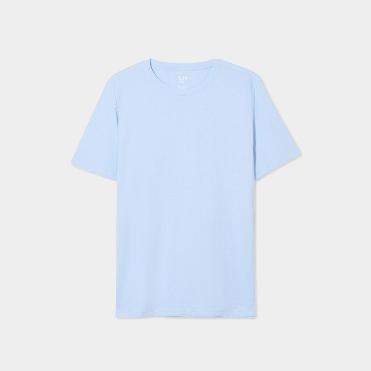 T-shirt droit en coton manches courtes bleu clair homme