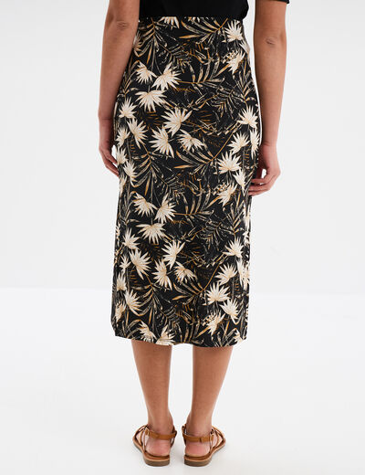 Jupe midi portefeuille noir femme