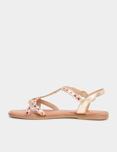 Sandales plates en cuir multicolore femme