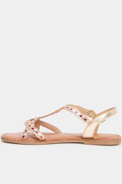 Sandales plates en cuir multicolore femme