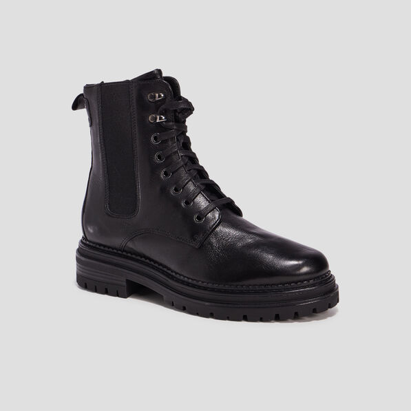 bottines a lacets en cuir noir femme Bottines à lacets en cuir noir femme