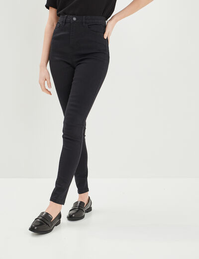 Jeans skinny taille haute noir femme