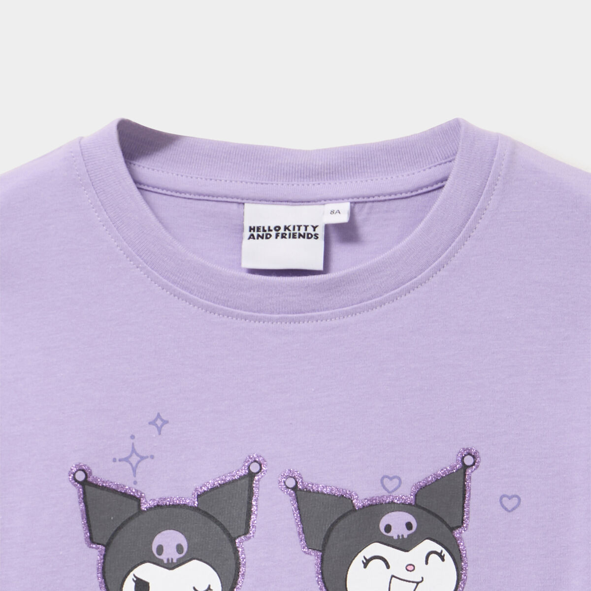 T-shirt coton Hello Kitty Kuromi mauve fille