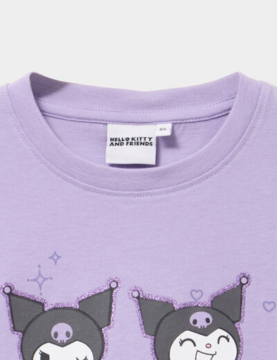 T-shirt coton Hello Kitty Kuromi mauve fille