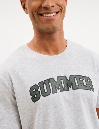 Ensemble pyjama short et t-shirt coton gris clair homme
