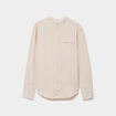 Chemise col mao lin m&eacute;lang&eacute; gris clair homme