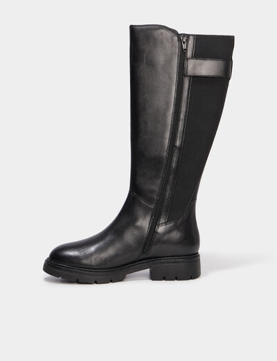 Bottes en cuir avec boucles noir femme