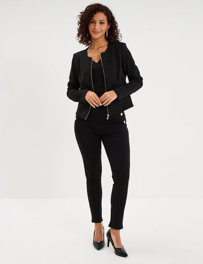 Leggings &agrave; boutons pont noir femme