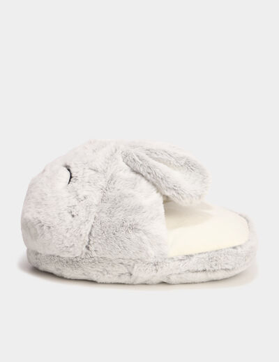 Mono chausson fausse fourrure gris femme