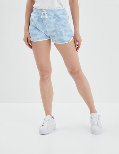 Short de jogging droit bleu femme