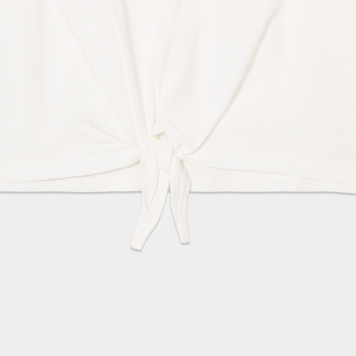 T-shirt noué manches courtes coton blanc fille