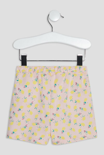 Short droit taille élastiquée rose clair bébé fille