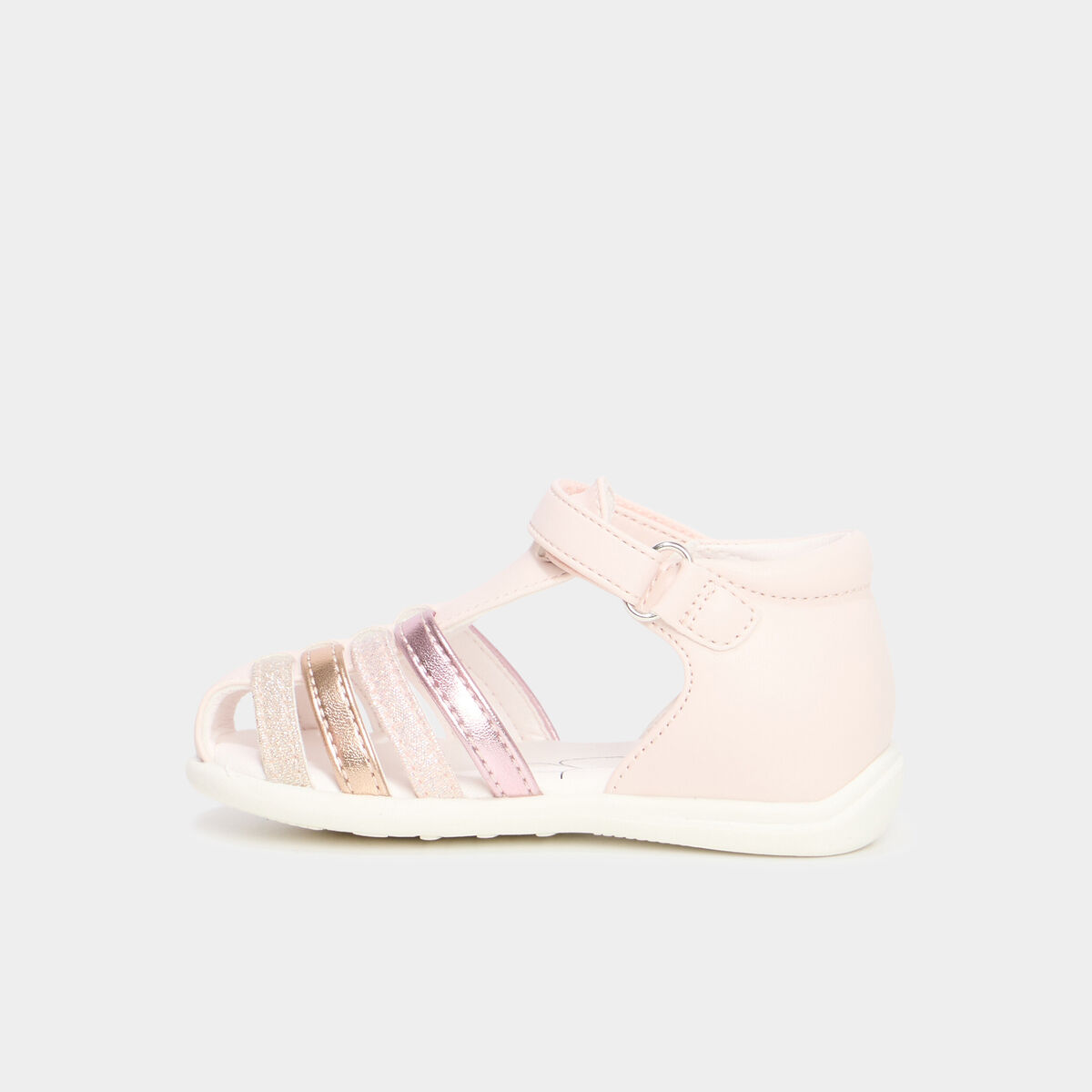 Sandales &agrave; scratchs semelle souple rose b&eacute;b&eacute; fille