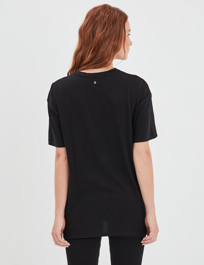 T-shirt à strass manches courtes Liberto noir femme