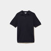 Polo manches courtes textur&eacute; coton bleu marine homme