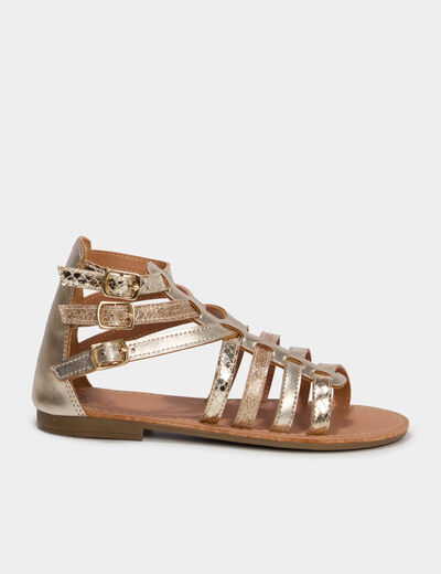Sandales spartiates jaune or fille