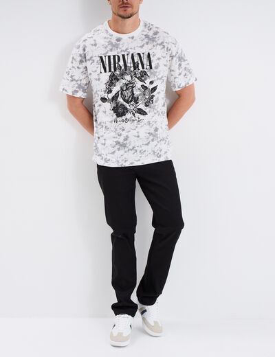 T-shirt manches courtes coton Nirvana blanc homme