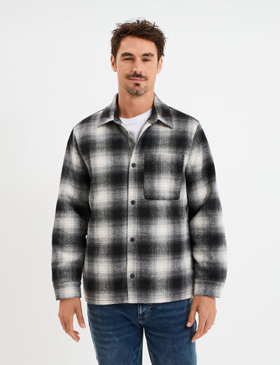 Surchemise 1 poche manches longues gris fonc&eacute; homme