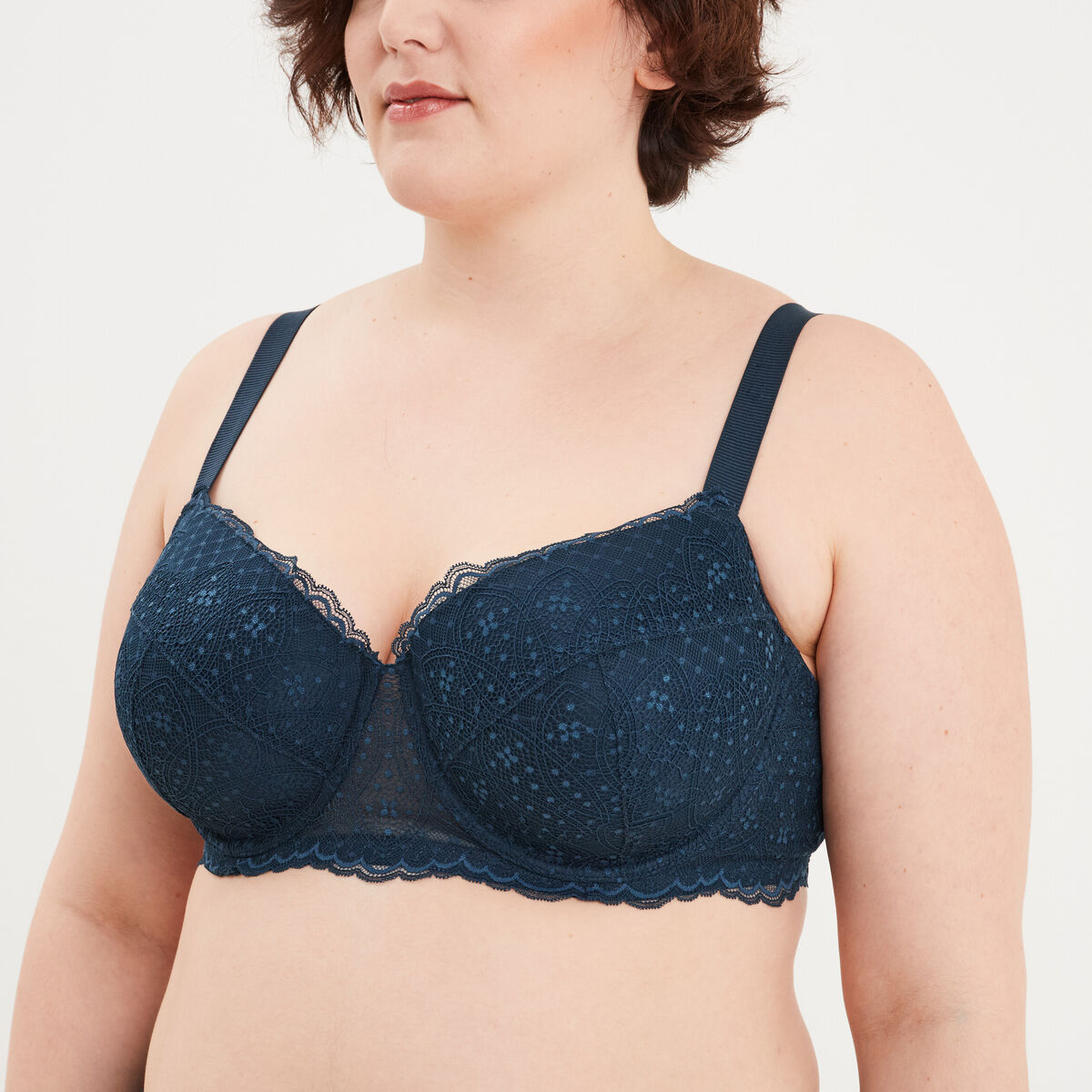 Soutien-gorge emboîtant à dentelle Izzie bleu canard femme grande taille