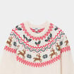 Robe pull droite manches longues No&euml;l ecru fille