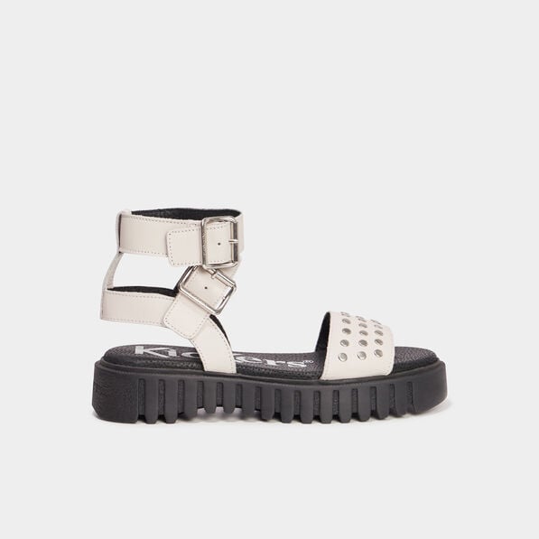 sandales plateformes clous cuir kickers blanc femme Sandales plateformes clous cuir Kickers blanc femme
