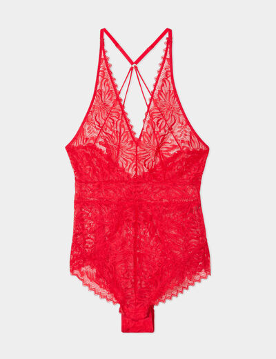 Body dentelle bretelles ajustables rouge femme