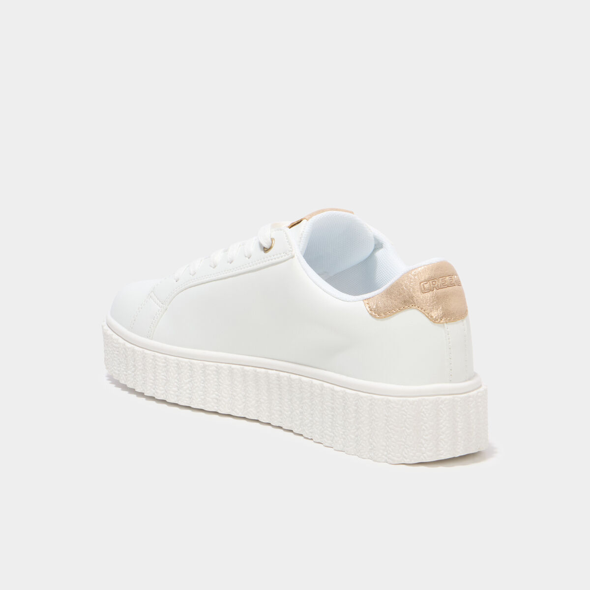 Tennis basses &agrave; lacets semelles &eacute;paisse blanc femme