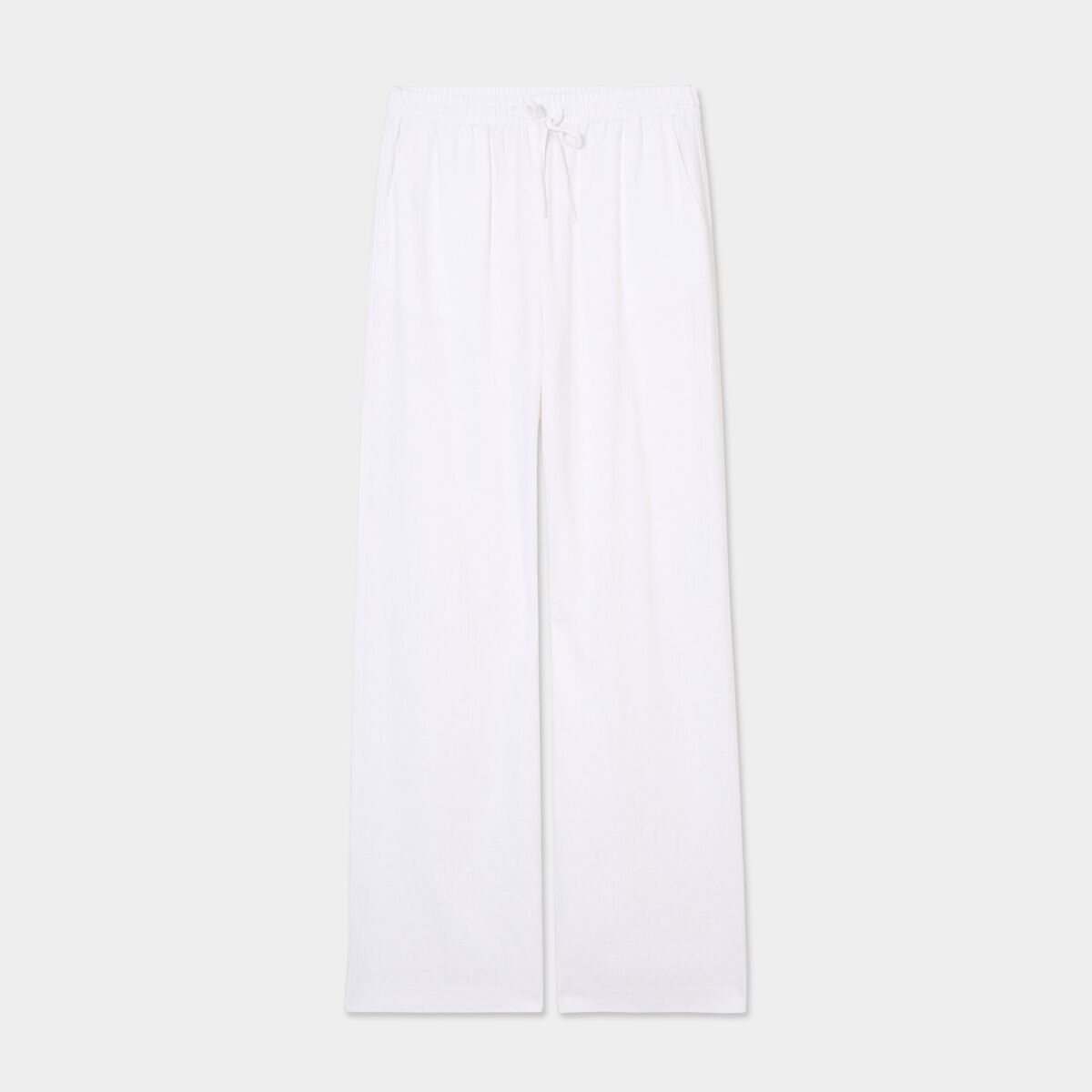 Pantalon large lin mélangé blanc femme