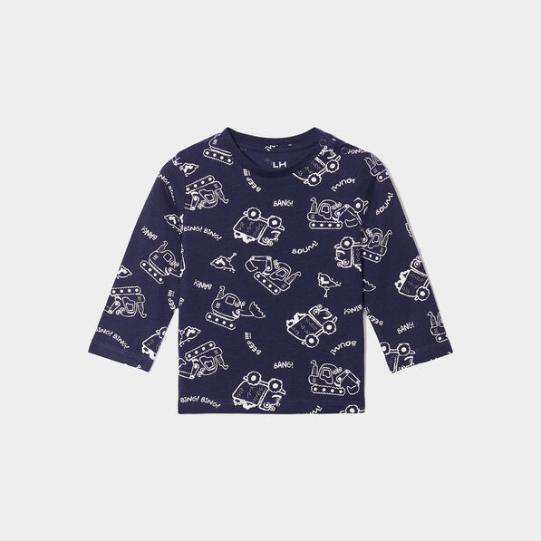 T-shirt manches longues coton bleu marine bébé garçon