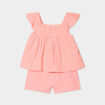Ensemble 2 pièces gaze de coton rose corail bébé fille