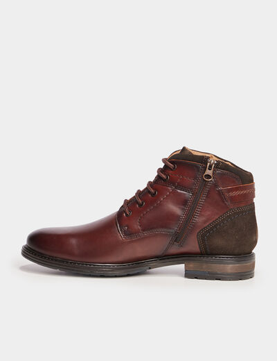 Boots zippées en cuir marron homme