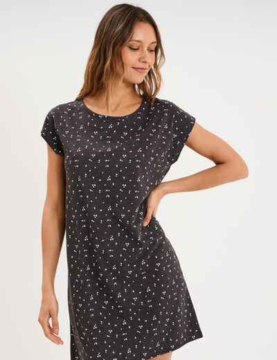 Chemise de nuit manches courtes gris anthracite femme